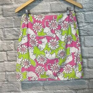 LILLY PULITZER White Label Vintage Cotton Cat & Sun Print Size 4